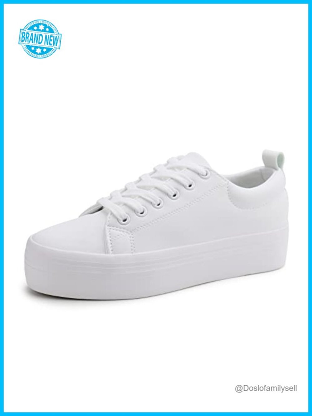 Lace Up Platform Sneakers Synthetic Leather Comfort Walking Athletic
